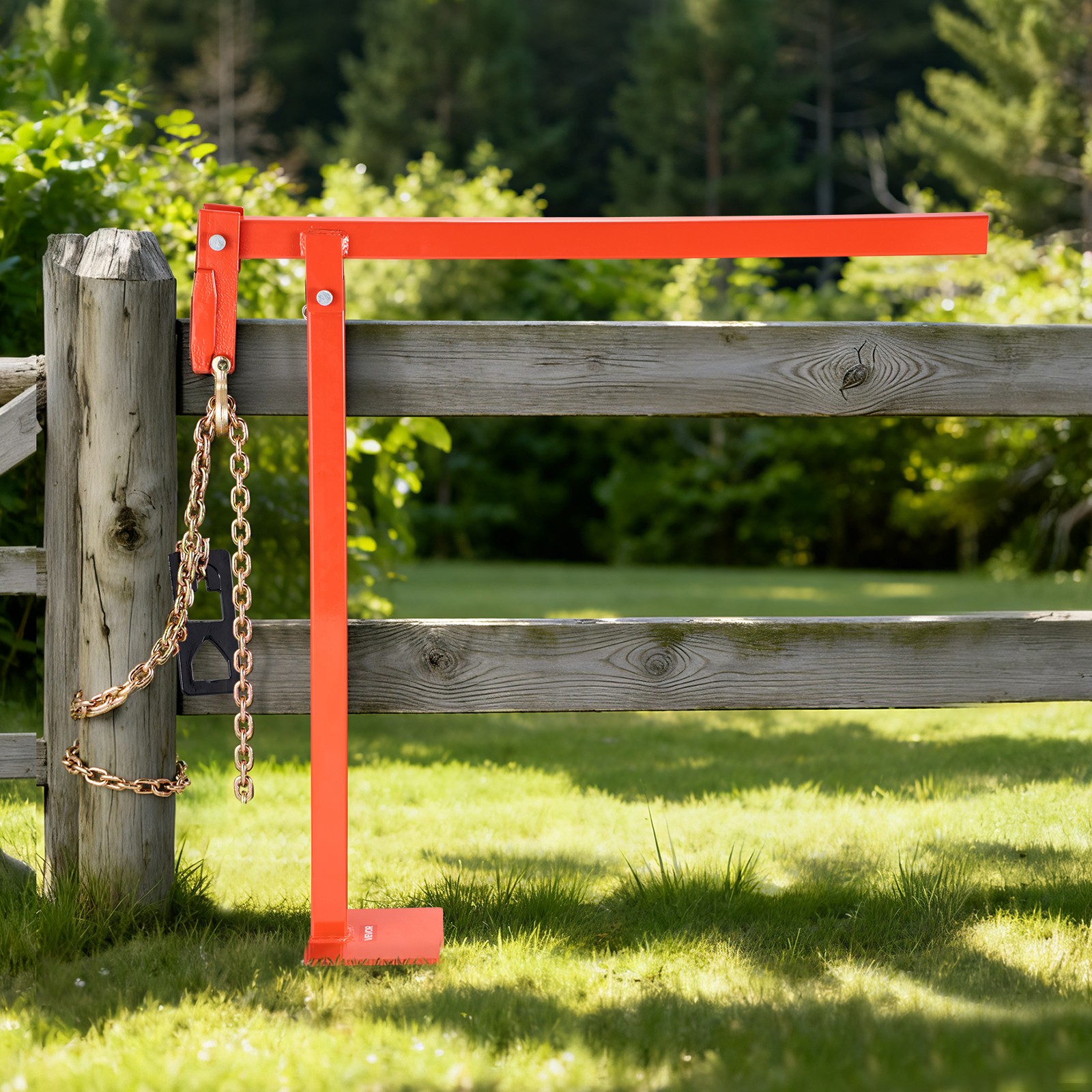 VEVOR 36″ T Post Fence Remover Post Puller with 47″ Lifting Chain & Puller Plate