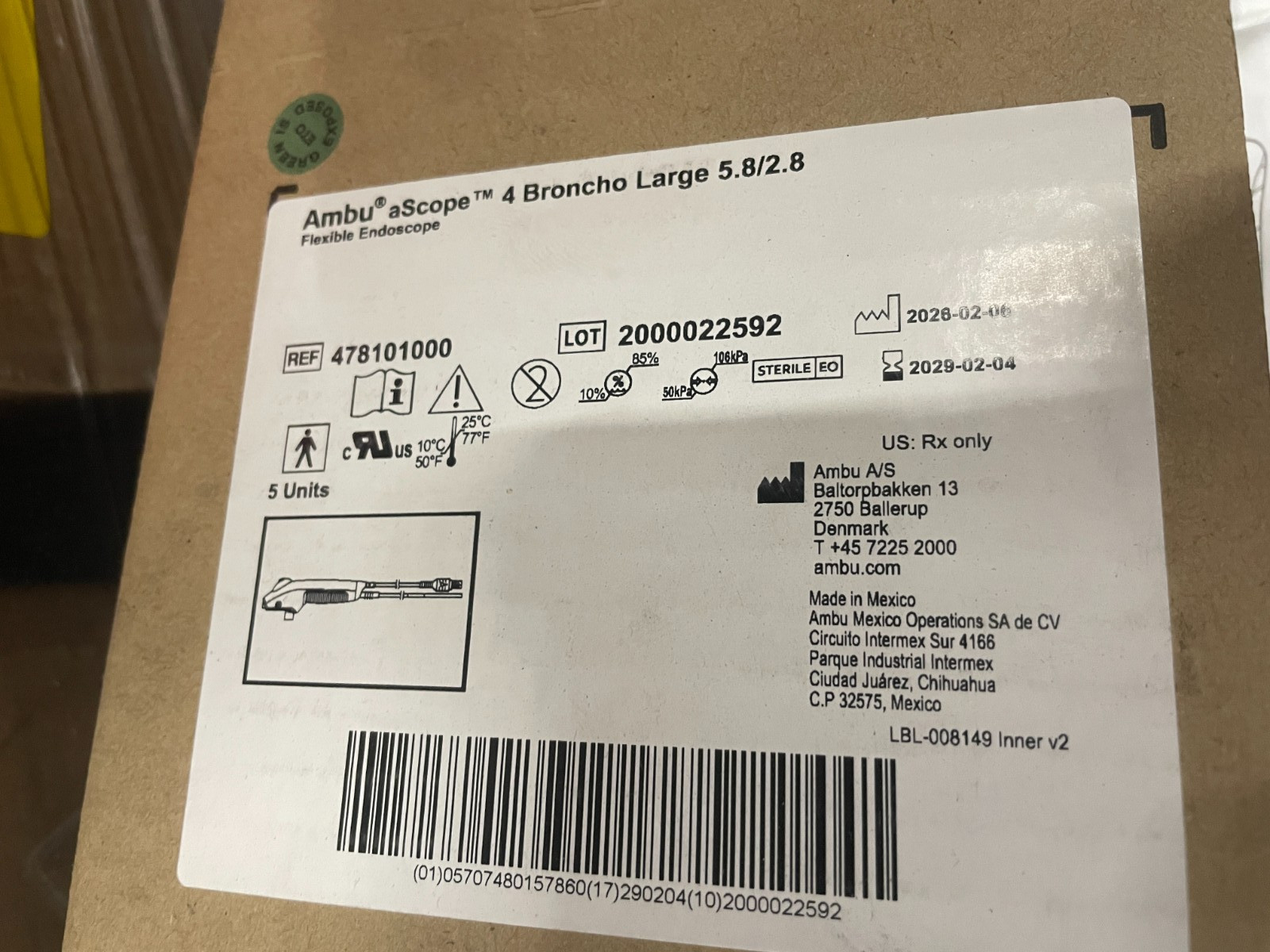 Ambu aScope 4 Broncho Large 5.8/2.8 Flexi Endoscope REF 478101000 EXP 2029