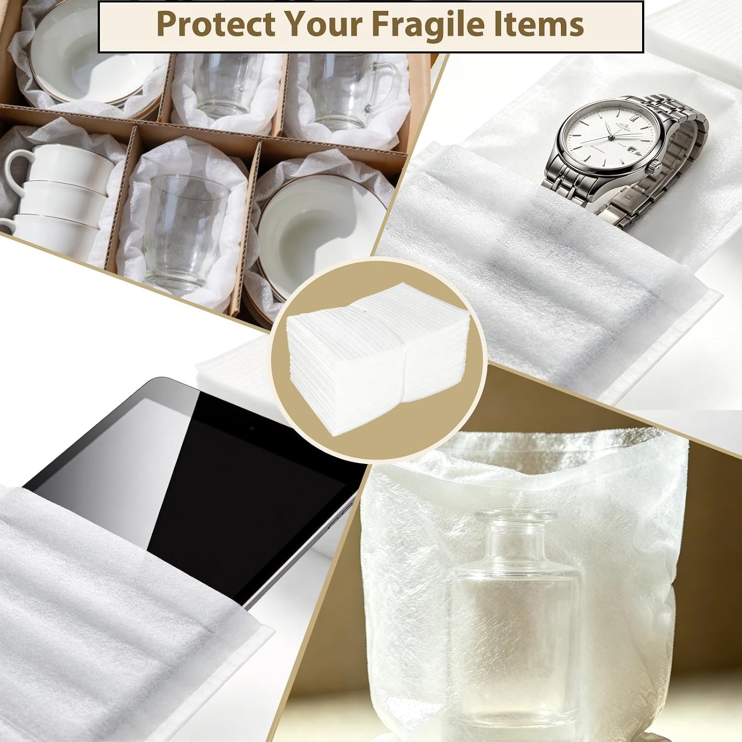 Versatile 8» x 10» Cushion Foam Pouches – 100 Count for Safe Packing of Dishes