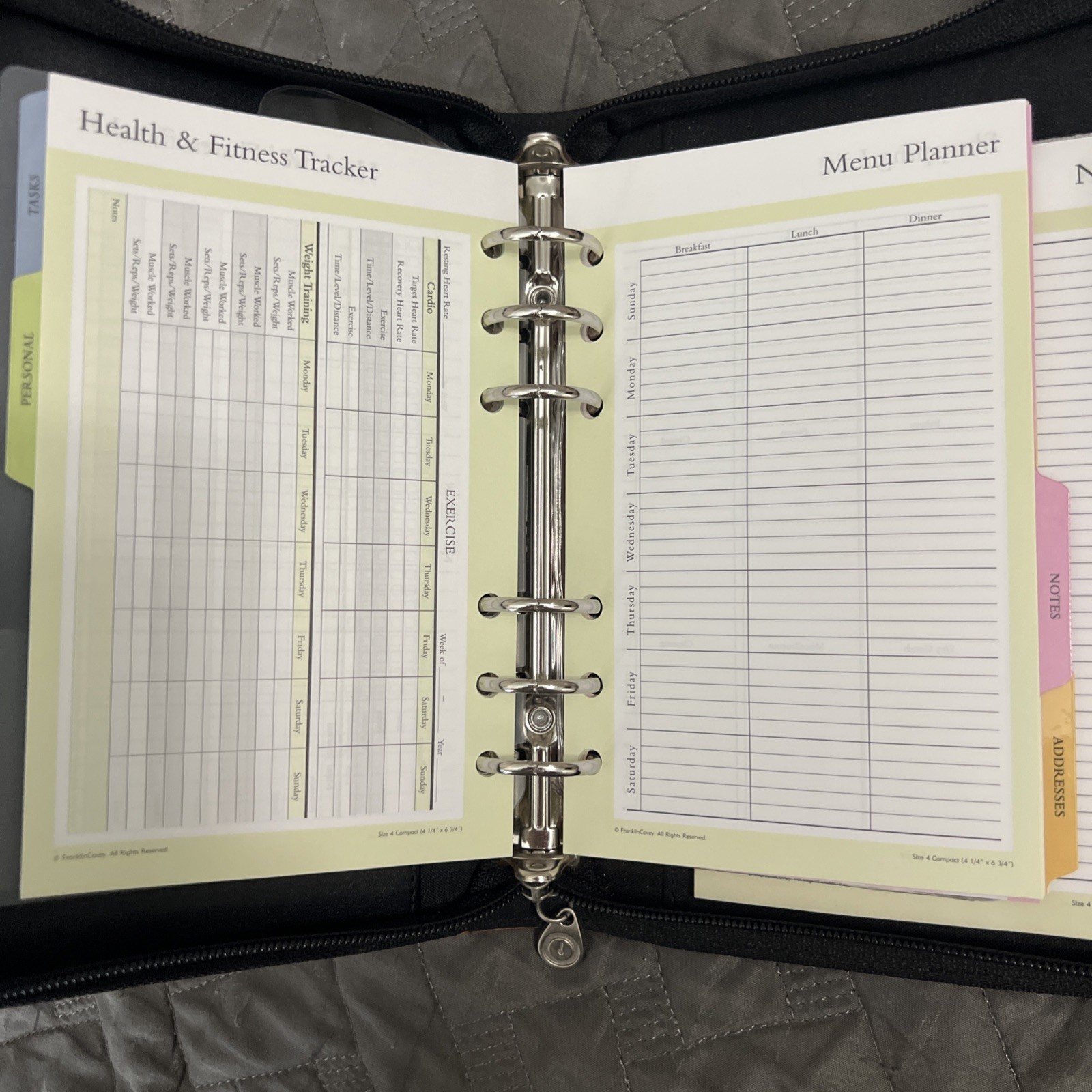 Franklin Covey 365 Classic 6-Ring Binder Organizer Black Orange Crocodile Zip