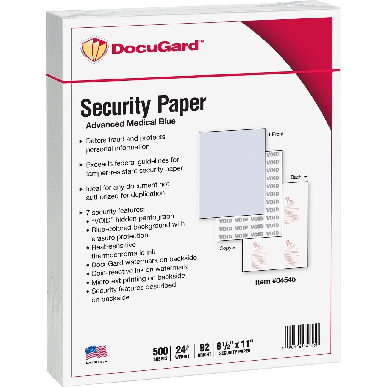 Docuguard Security Paper – Letter – 8.50″ X 11″ – 500 / Ream – Blue (PRB04545)