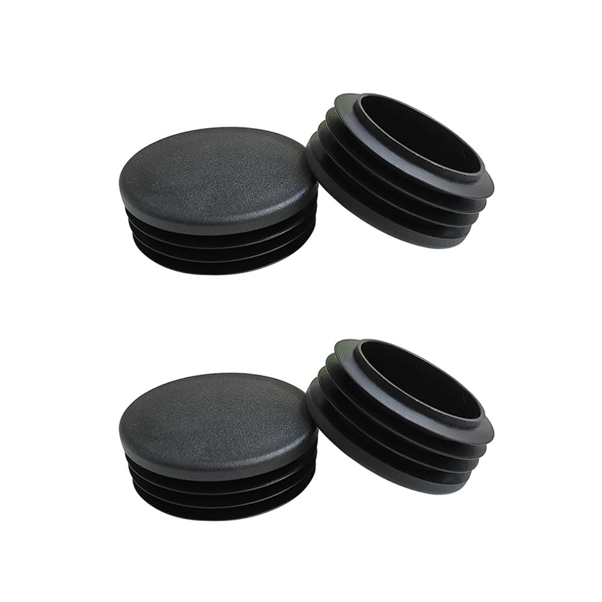 4 Pcs 50mm 2 Inch Round Plastic Plugs, Black Pipe Tubing End Cap for Round Tu…