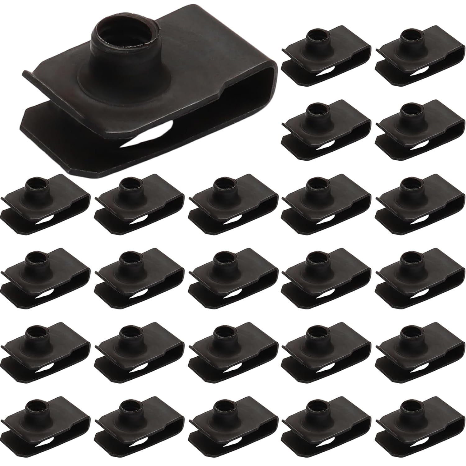 25 Pcs M6 U Clip Nuts Black Manganese Steel Automotive Fender Bumper Fasteners