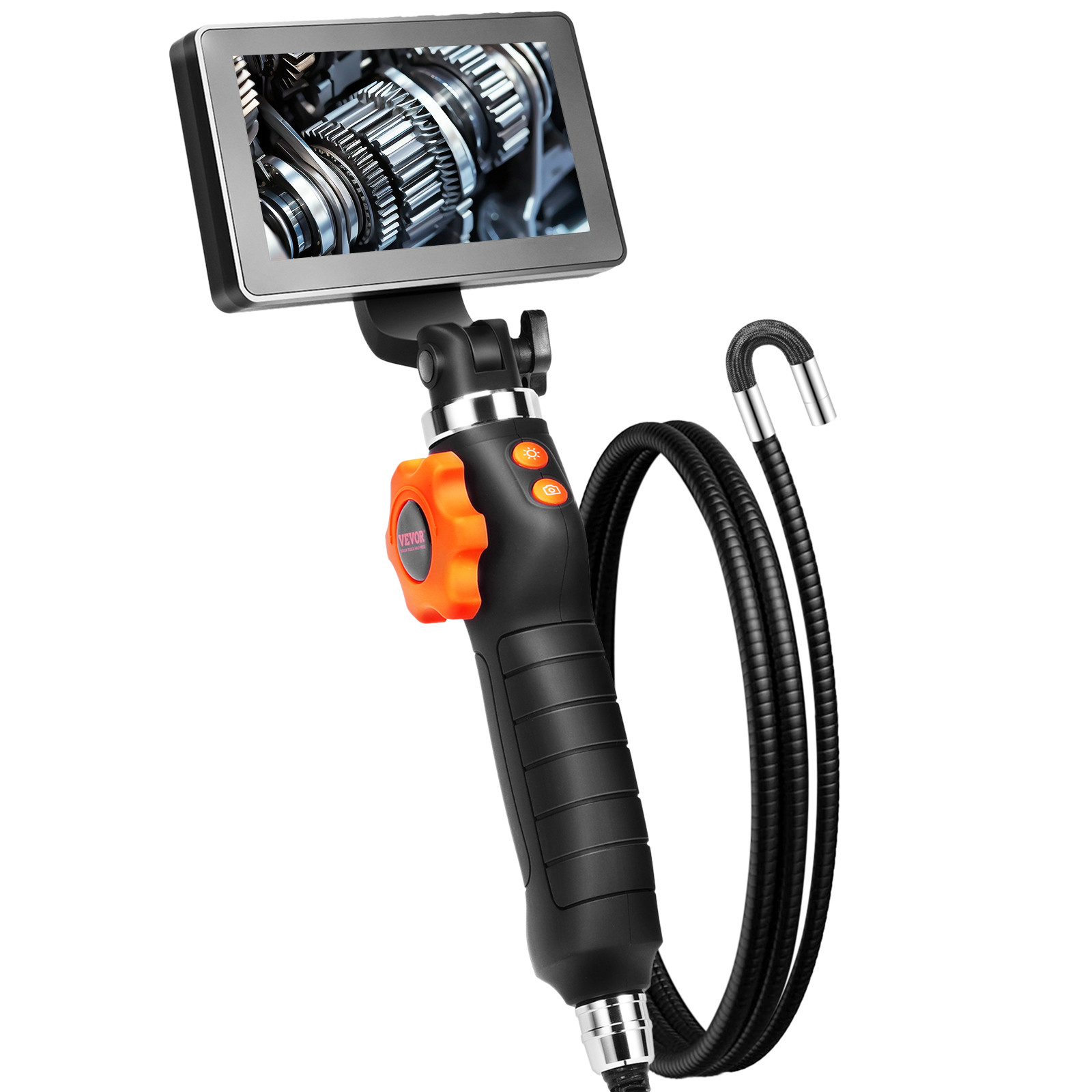VEVOR Borescope Endoscope Two-Way 180° Articulating 5″ IPS 8X Zoom 6.4mm Lens