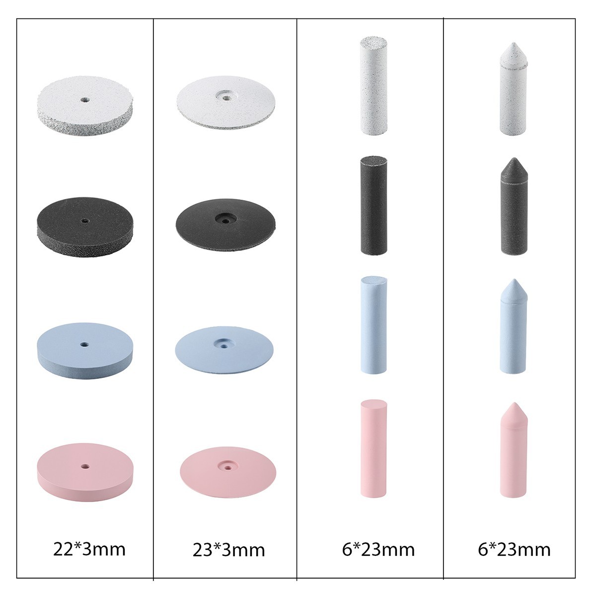 20Pc Dental Lab Silicone polishing Wheel Point HP2.35mm For Low Speed Handpiece