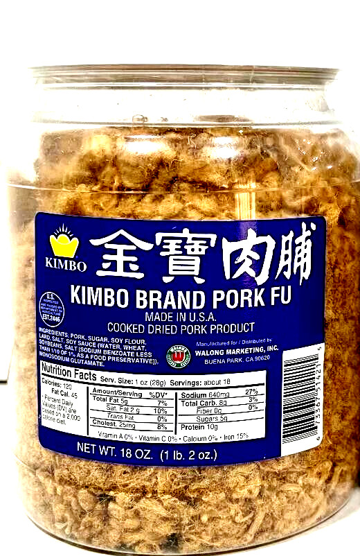 KIMBO Brand Pork Fu Cooked Dried Pork Product 18 oz~(Pack of 12)~08/2026