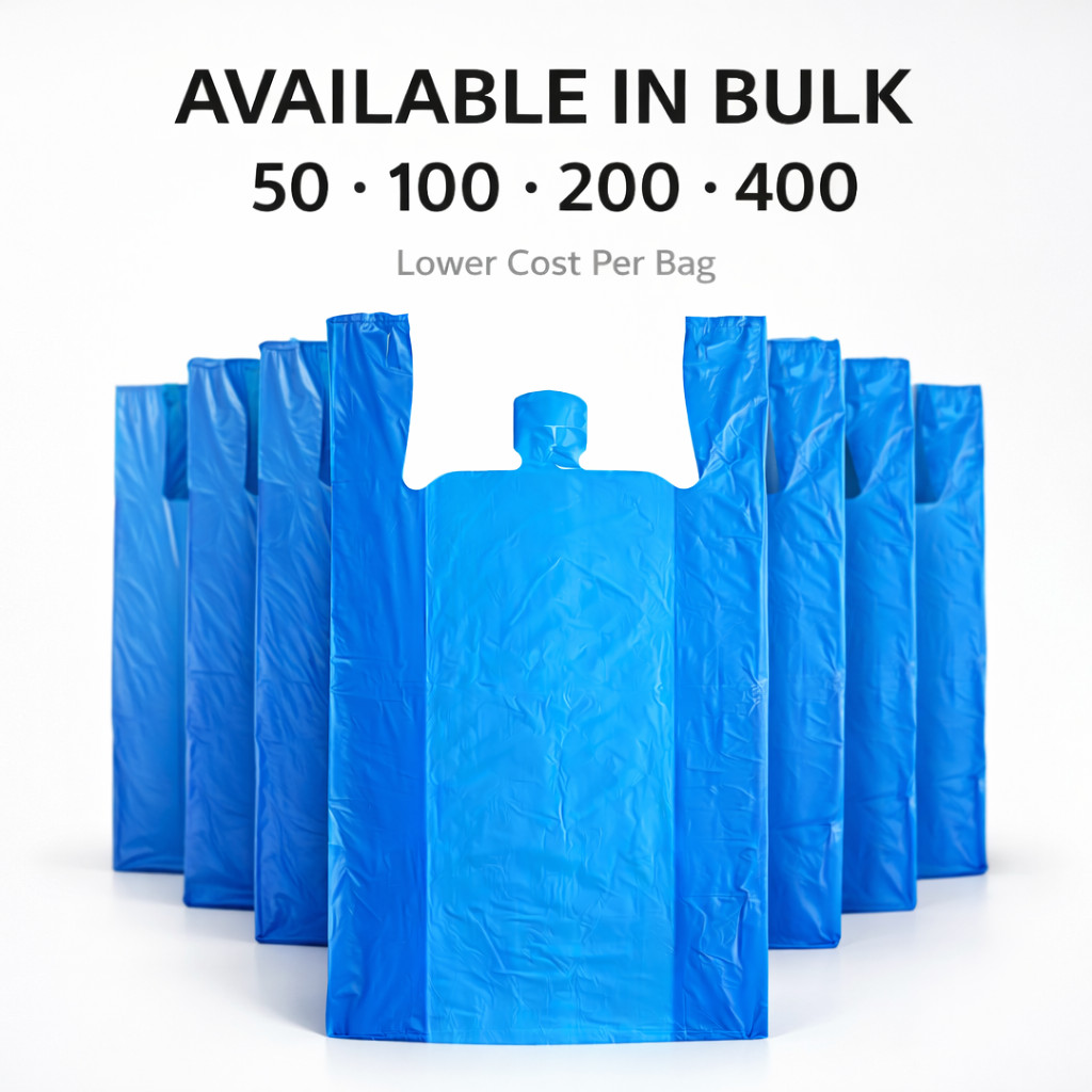Bags Extra Large 18 x7x 32 .75 Mil Blue Heavy Duty T-Shirt Plastic Grocery Shopp