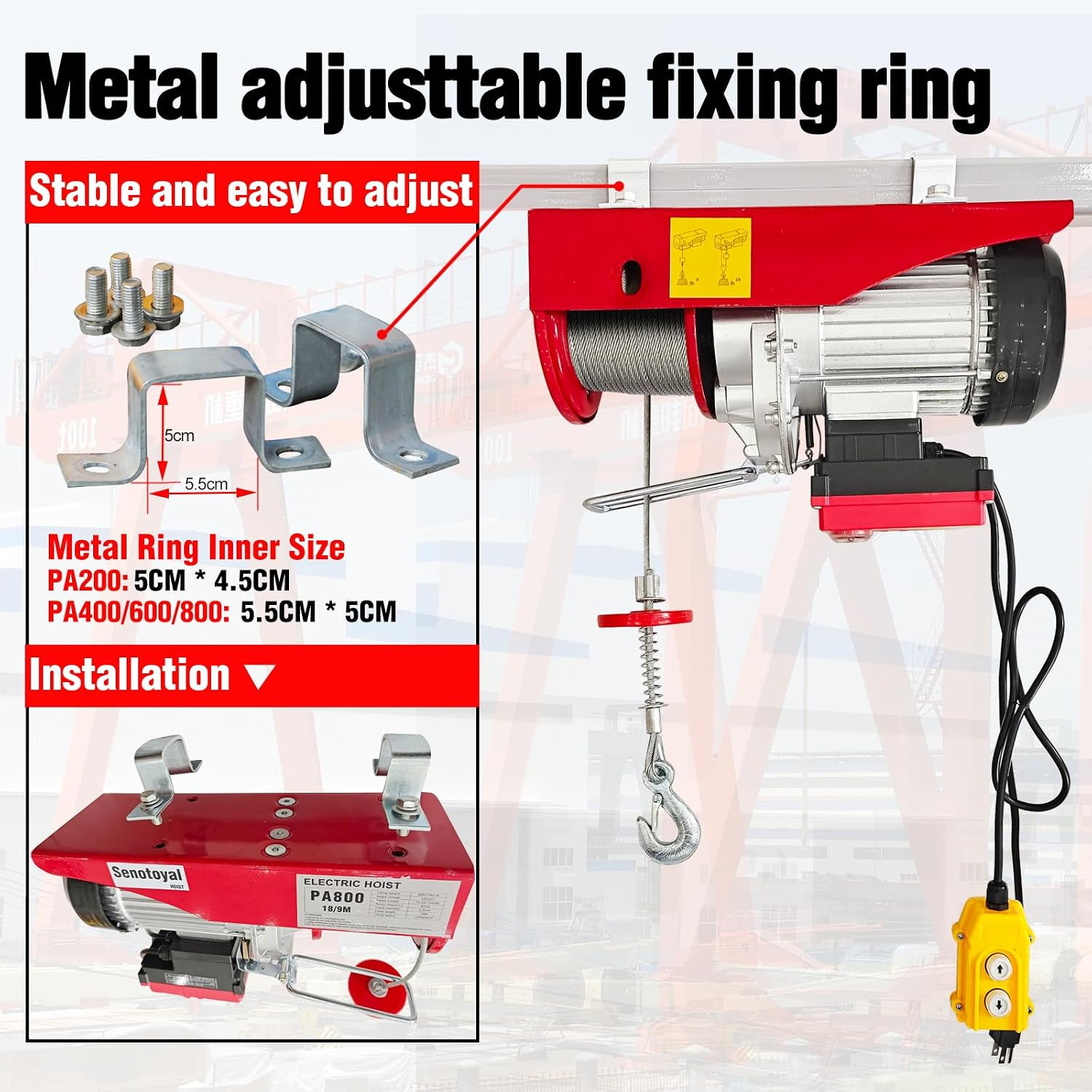 Electric Hoist 2 in 1,880Lbs Electric Hoist Winch with 98Ft Wireless Control&Wir