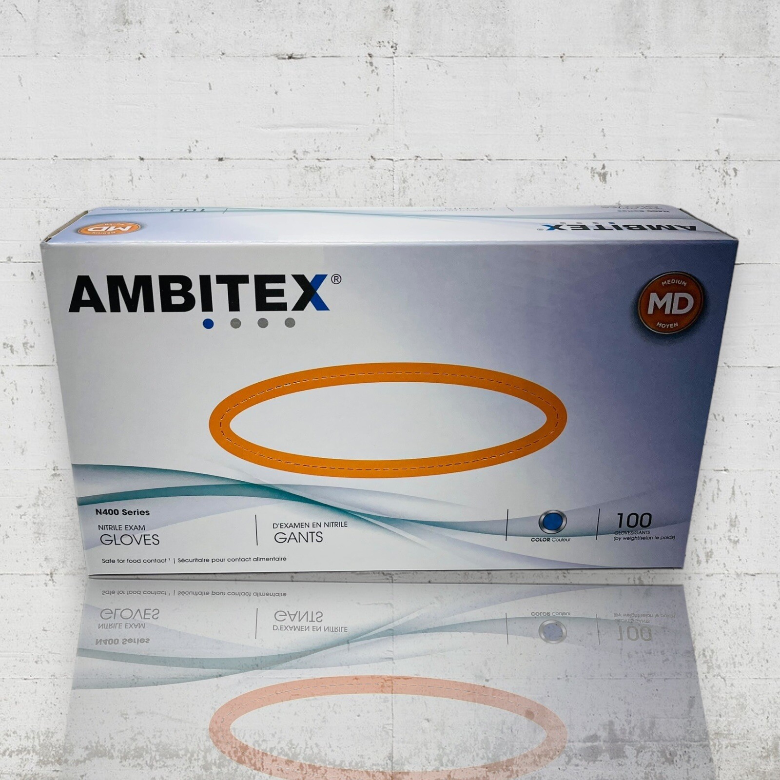 Ambitex MEDIUM Powder Free Blue Nitrile Gloves 1 box = 100 gloves NMD400