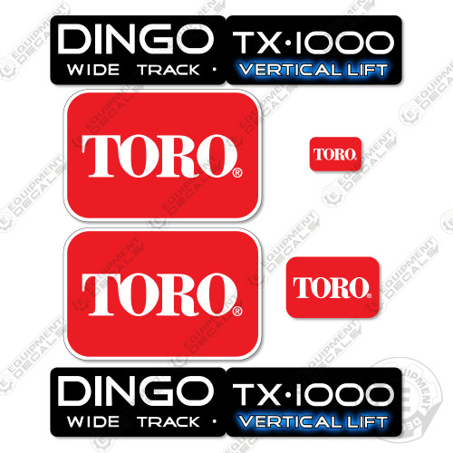 Toro Dingo TX-1000 Decal Kit Vertical Lift WIDE TRACK – 7 YEAR OUTDOOR 3M VINYL!