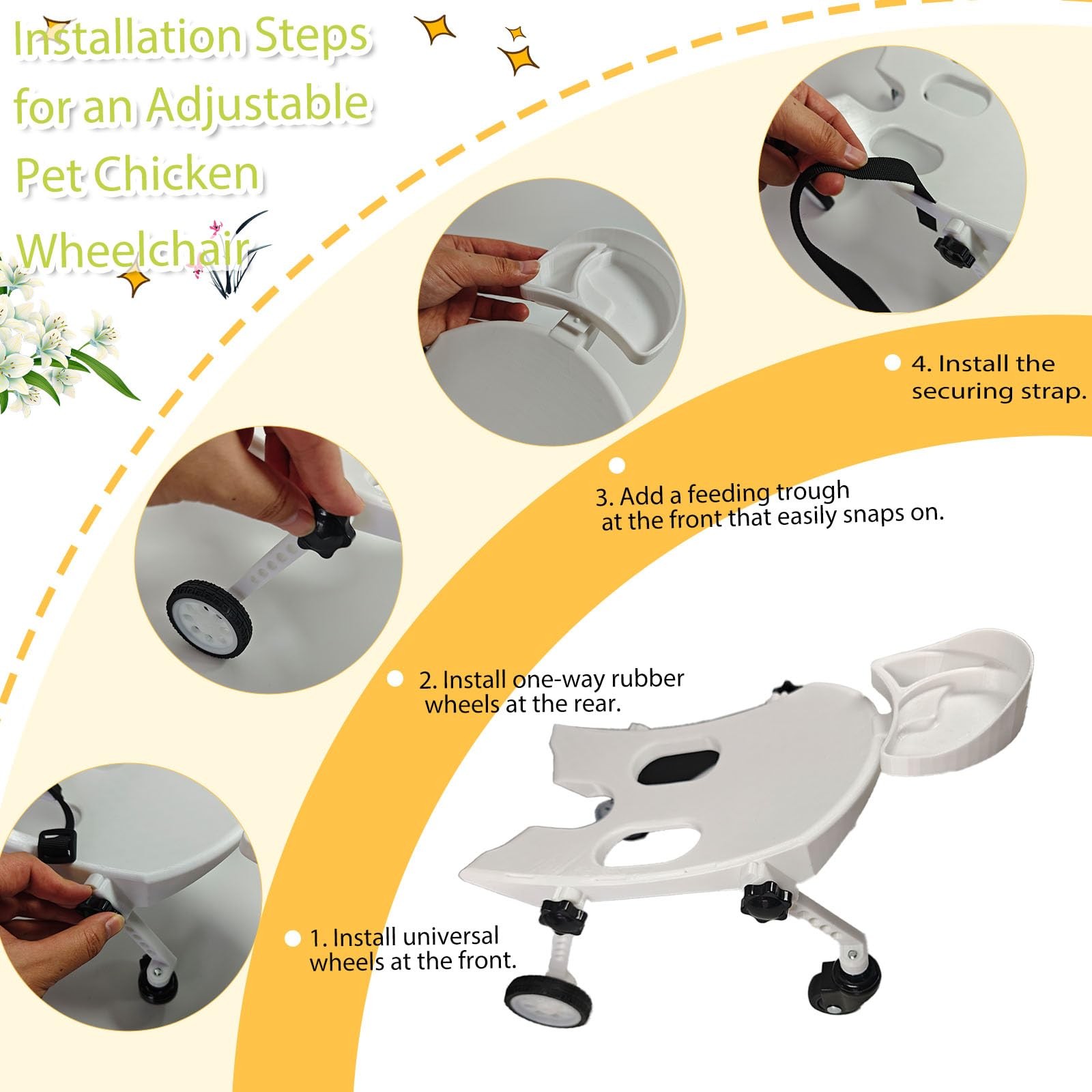 Adjustable Small-Scale Pet Chicken Wheelchair – Small Pet Poultry Mobility Ai…
