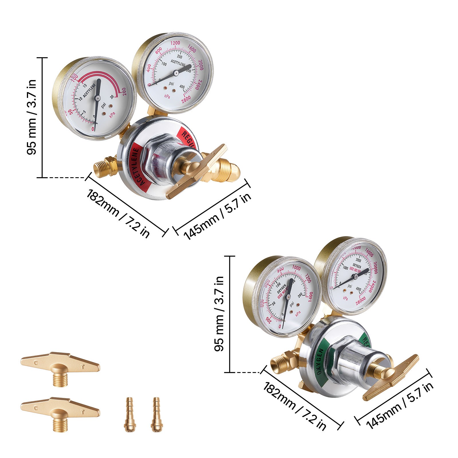 Uimoso Oxygen Acetylene Regulator Set for Welding with Gas Gauges and T-Handle