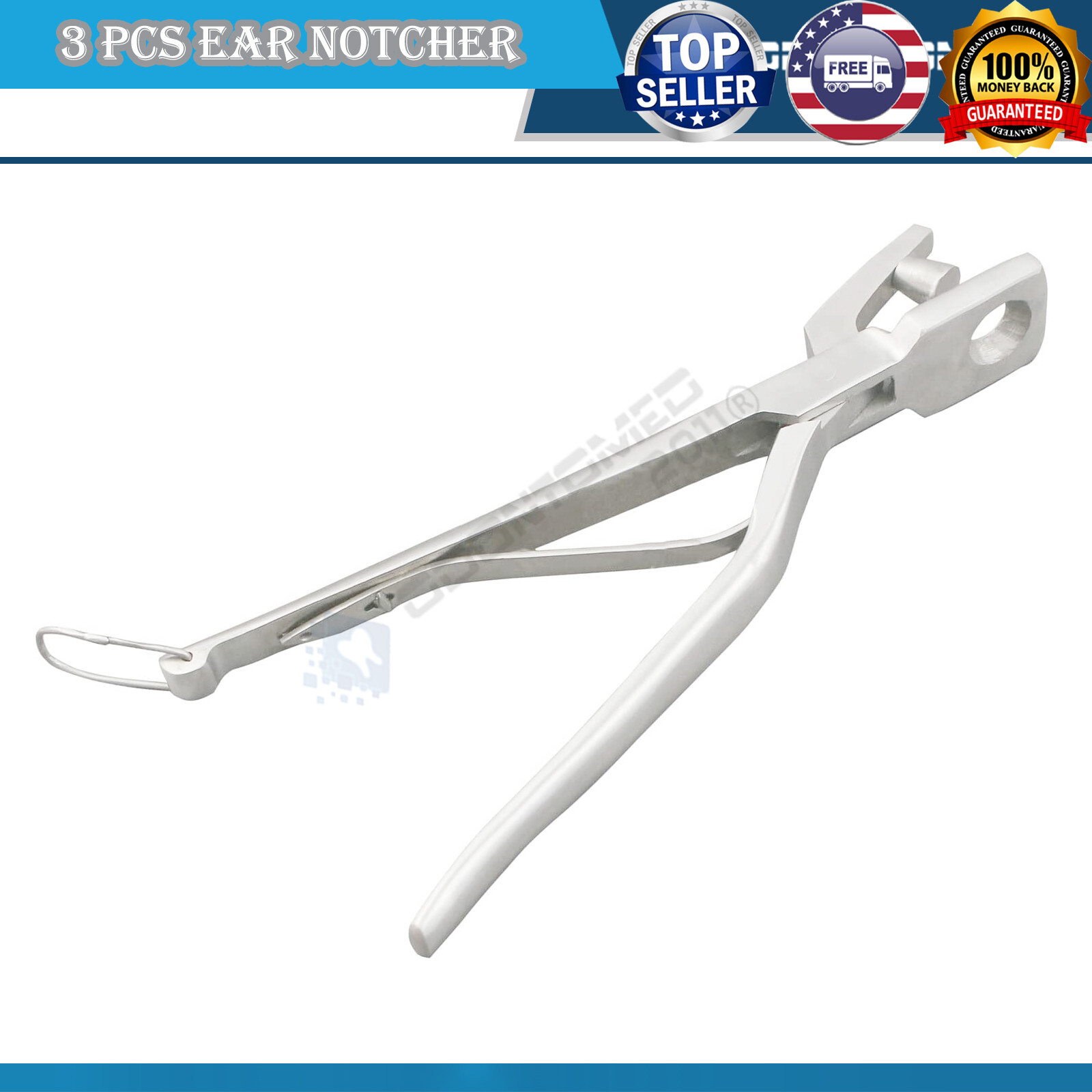 3 PC PREMIUM BULL EAR NOTCHER U V O SHAPE SHEEP GOAT COW BUFFALO HORSE DOG ODM