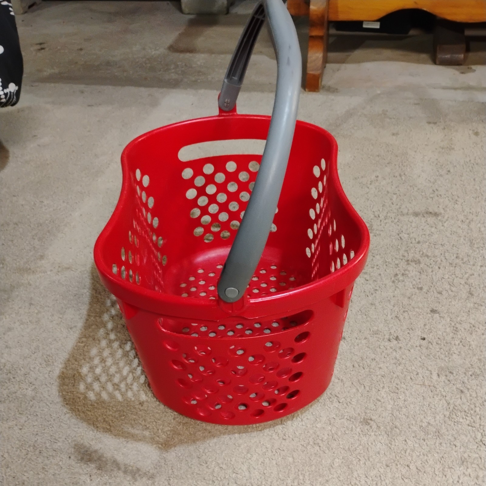 TARGET Red Shopping Basket With Logo. Gray handle and in excellent condition