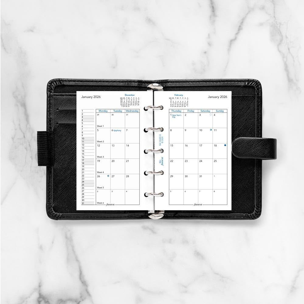 C68110-26 Mini Size Month-To-View Calendar Diary Refill White Paper 2026