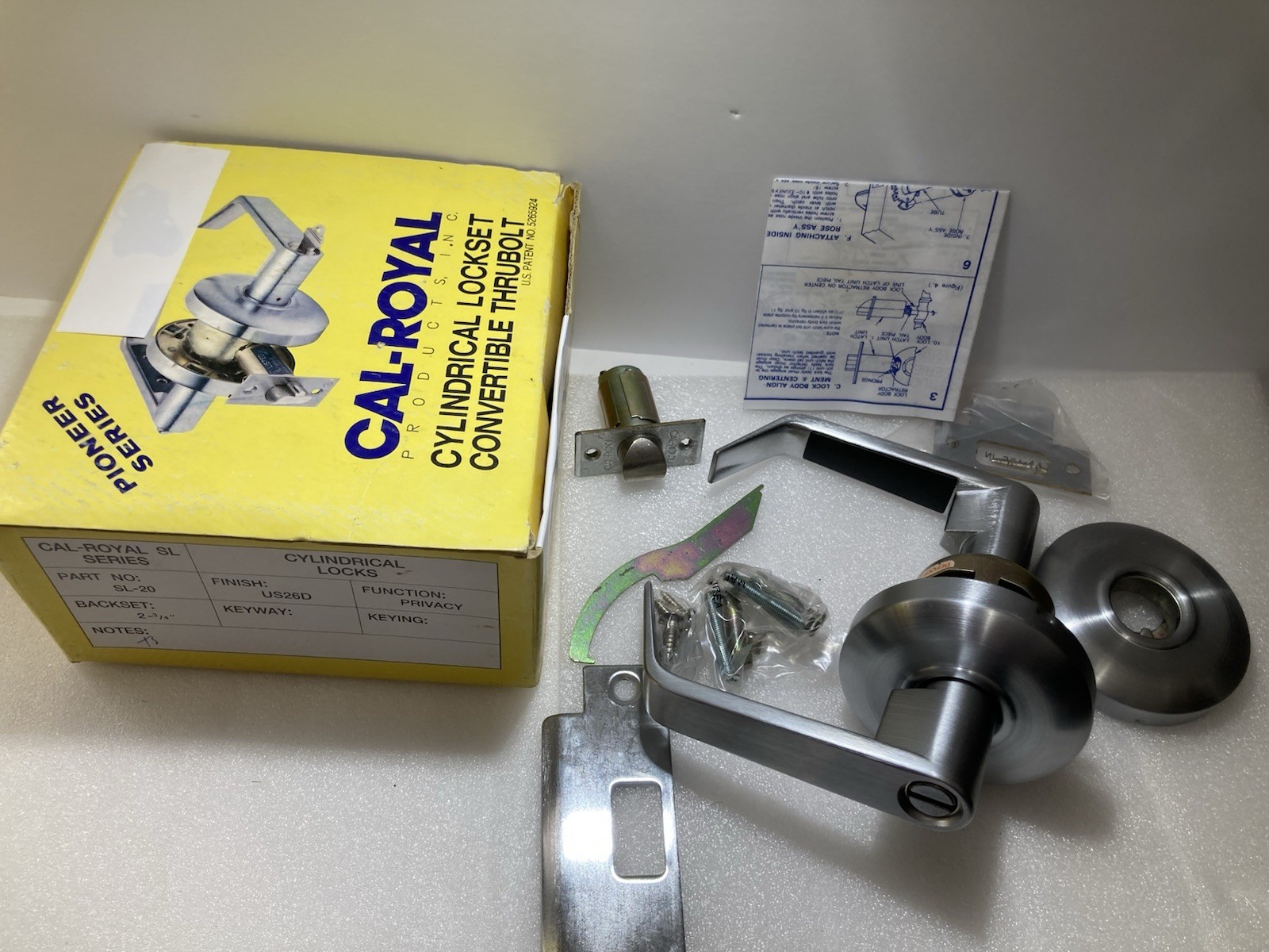 Cal-Royal SL20 26D Privacy Lever, Satin Chrome Finish “Assembly Required”