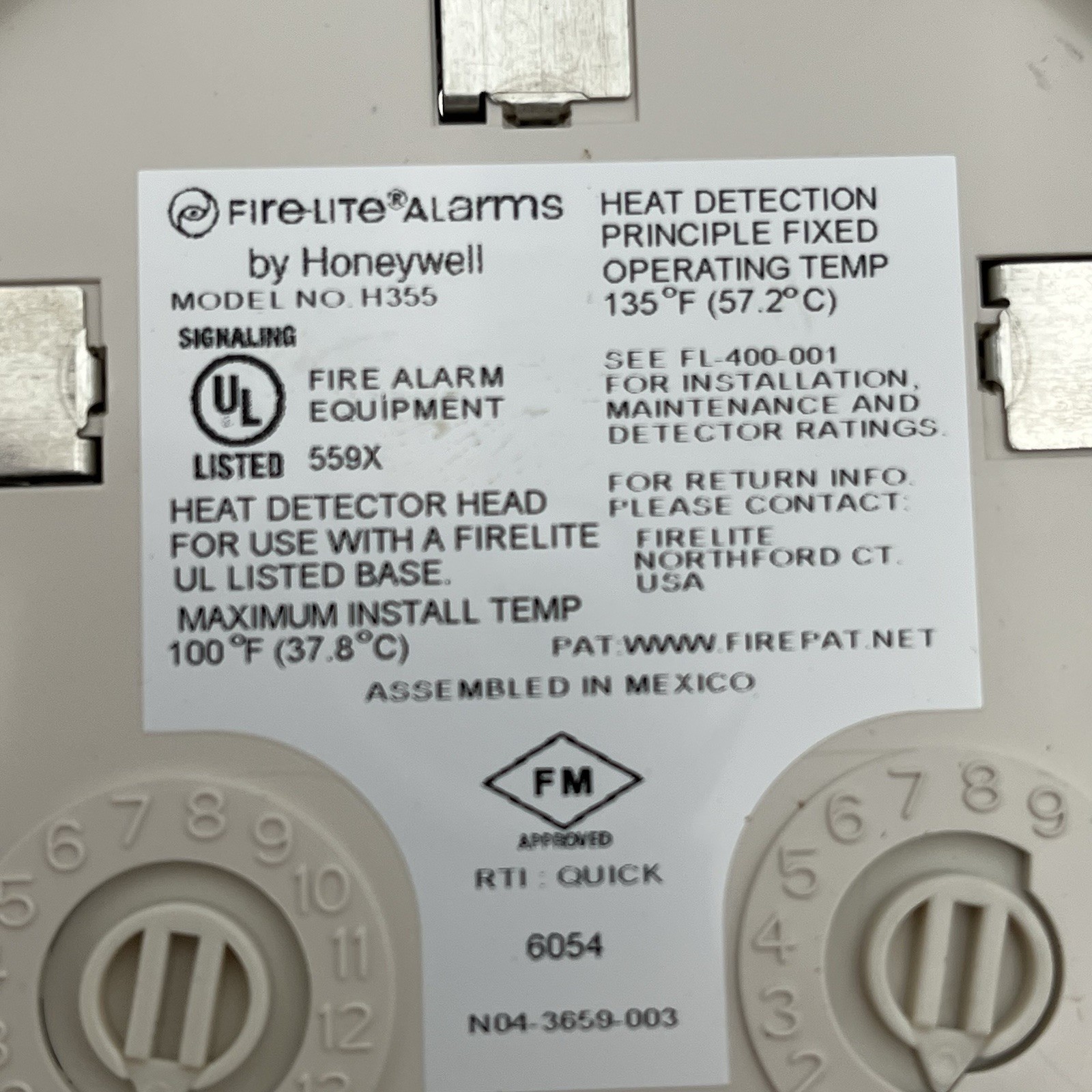 NEW!! Fire Lite Low Profile Addressable Smoke and Heat Detector – H355