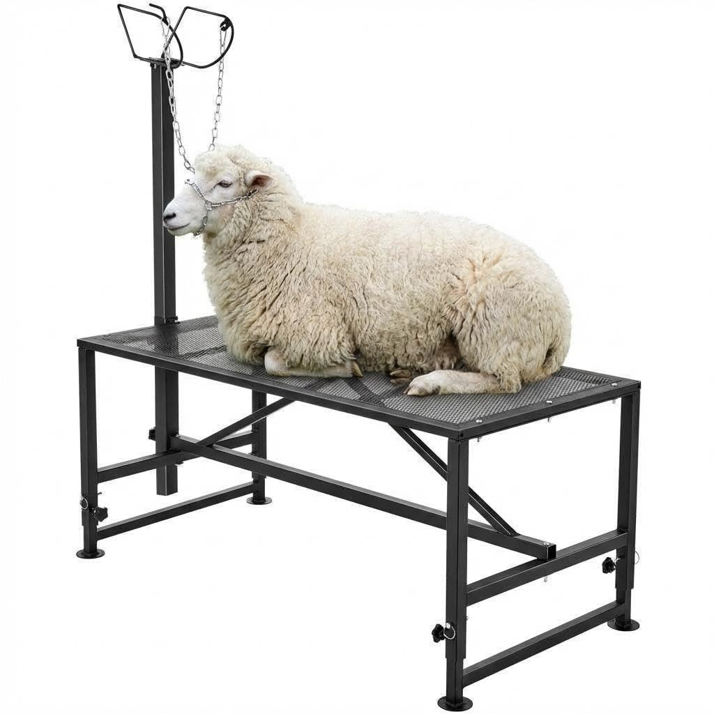 500LBS Livestock Stand Goat Trimming Stand, 47″x23″ Tabletop Goat Milking Stand