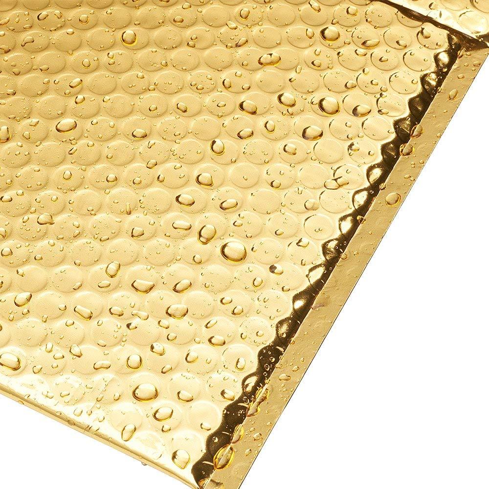 100 #0 Glamour Metallic Gold Poly Bubble Mailers Envelopes Bags 6×10 DVD Wide CD