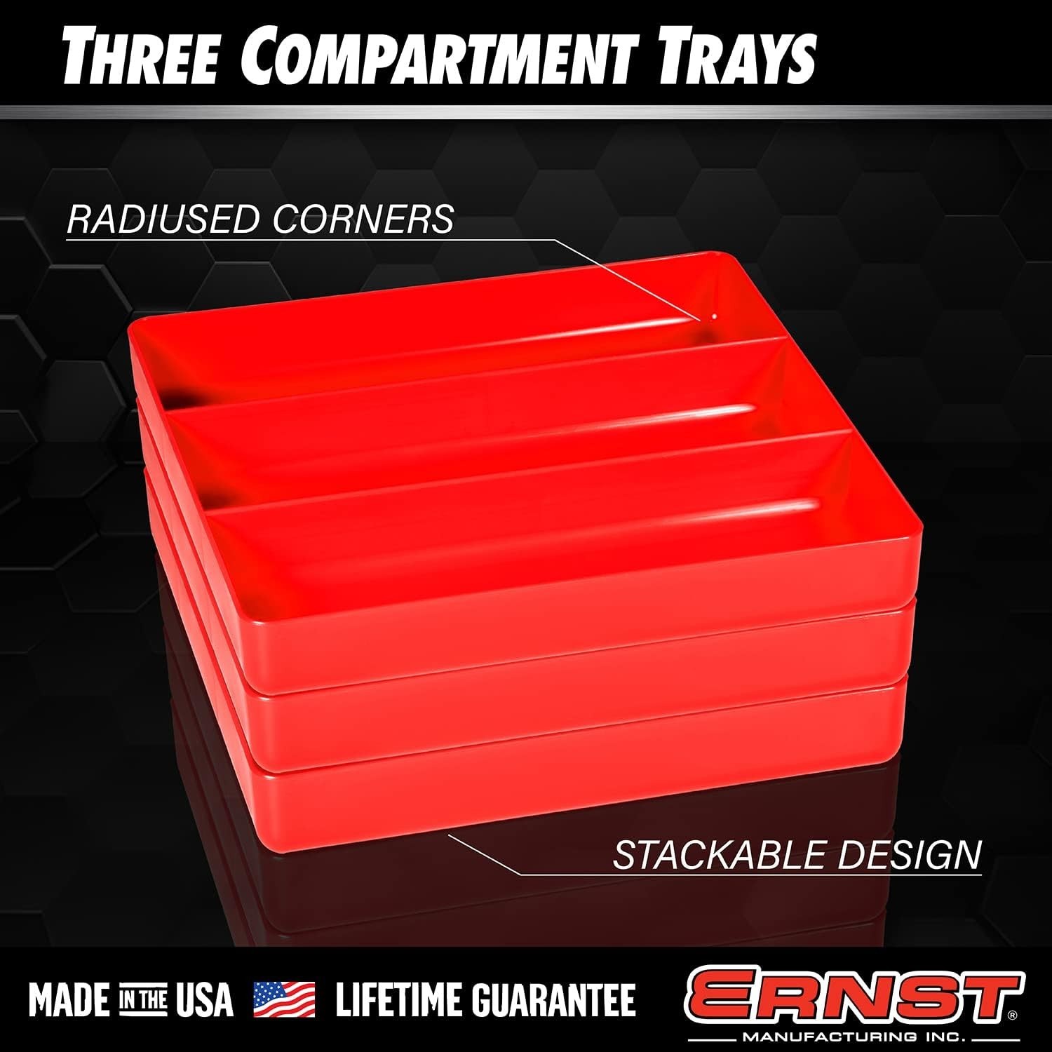 Lightweight Black Organizer Tray – 3 Compartments for Tools, Crafts & DIY Jobs