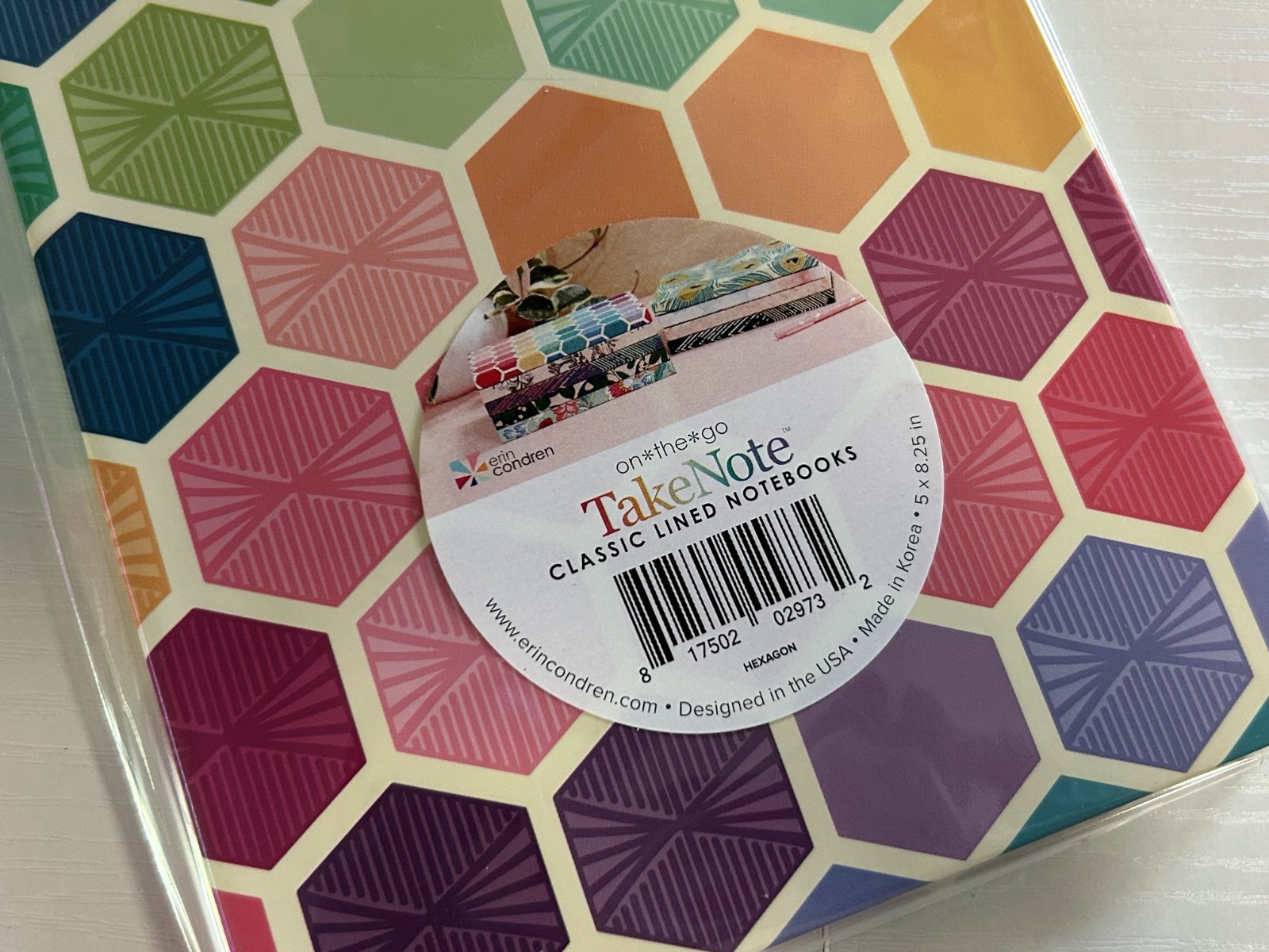 Erin Condren Take Note Classic Lined Notebook Hardcover NEW Colorful Hexagons