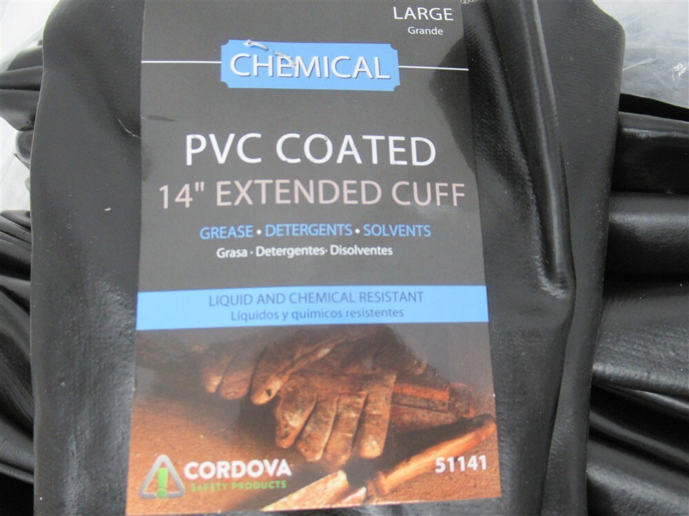 Cordova 51141 , 14″ Extended Cuff PVC Coated Gloves , Large (PK 12)