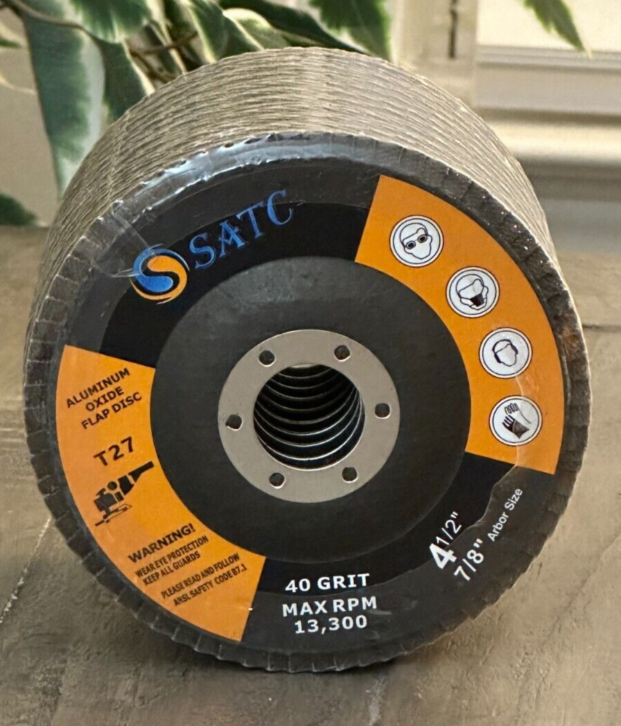 Aluminum Oxide Flap Disc T27 40 Grit Max RPM 13,300 4 1/2″ 7/8″ Arbor Set of 10