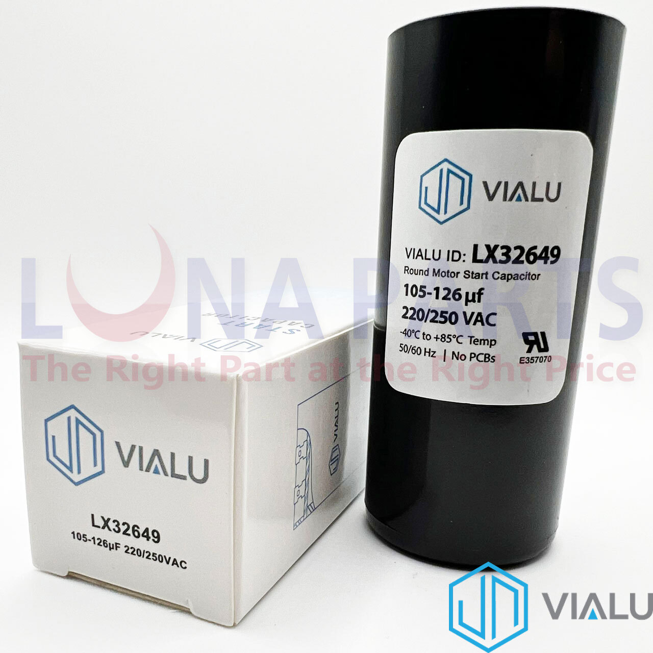 VIALU – 105-126 uf/MFD 220-250 VAC volts Round Start Capacitor 50/60 Hz
