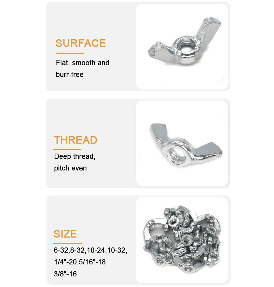 binifiMux Wing Nuts, 6-32 Wing Nuts, Fasteners Parts Butterfly Nut, Hurrican Shu