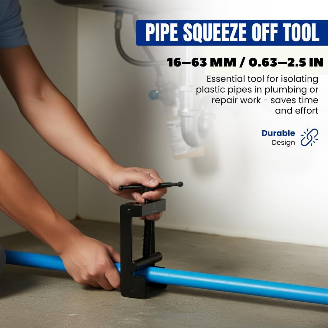 Heavy-Duty Pipe Squeeze-Off Tool for Plastic Tubing 0.63–2.5 in (16-63 Mm) Shut-
