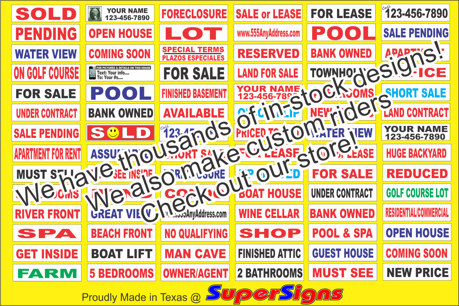 ARROW BLACK 6″x24″ REAL ESTATE RIDER SIGNS Buy 1 Get 1 FREE 2 Sided Plastic