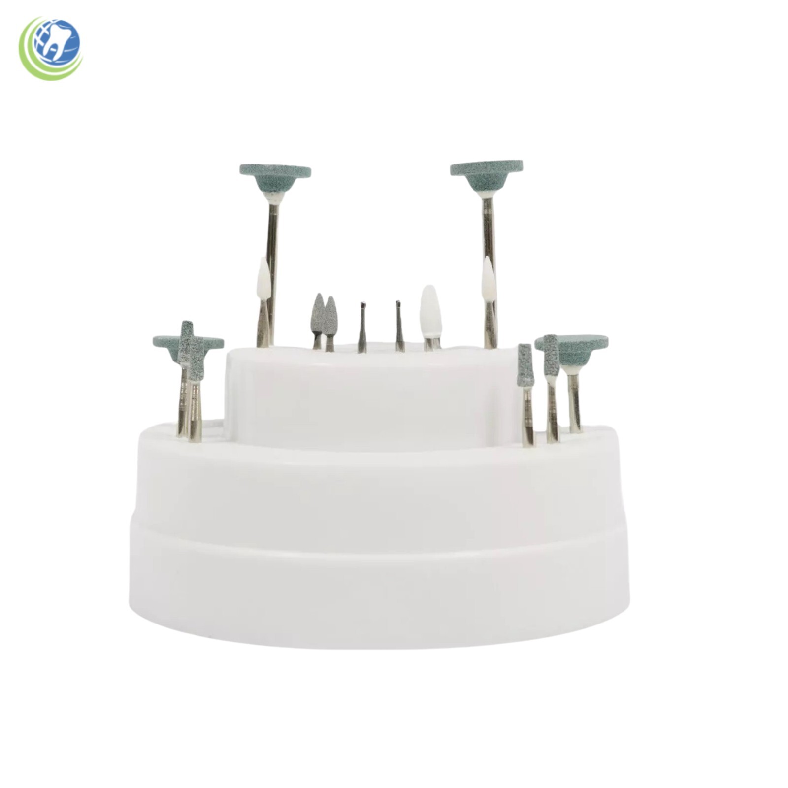 Round Dental Bur Block Holder Station with Lid – Plastic Holds 60 Burs HP RA FG