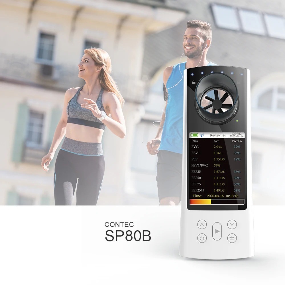 SP80B Handheld Bluetooth Spirometer – Pulmonary Function Tester (FVC, FEV1, PEF)