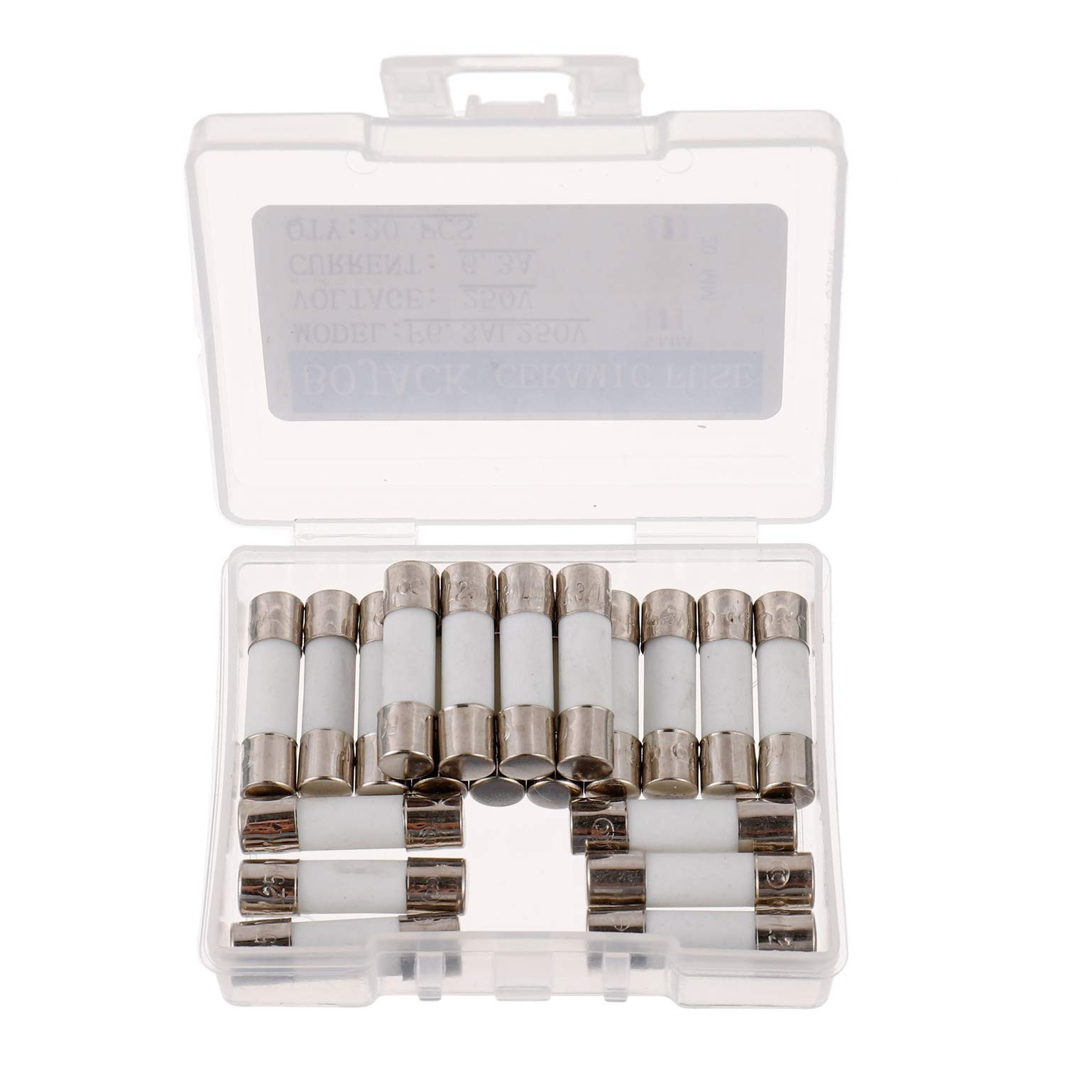 F6.3AL250V 5X20Mm 6.3A 250V Fast-Blow Ceramic Fuses 6.3 Amp 250 Volt