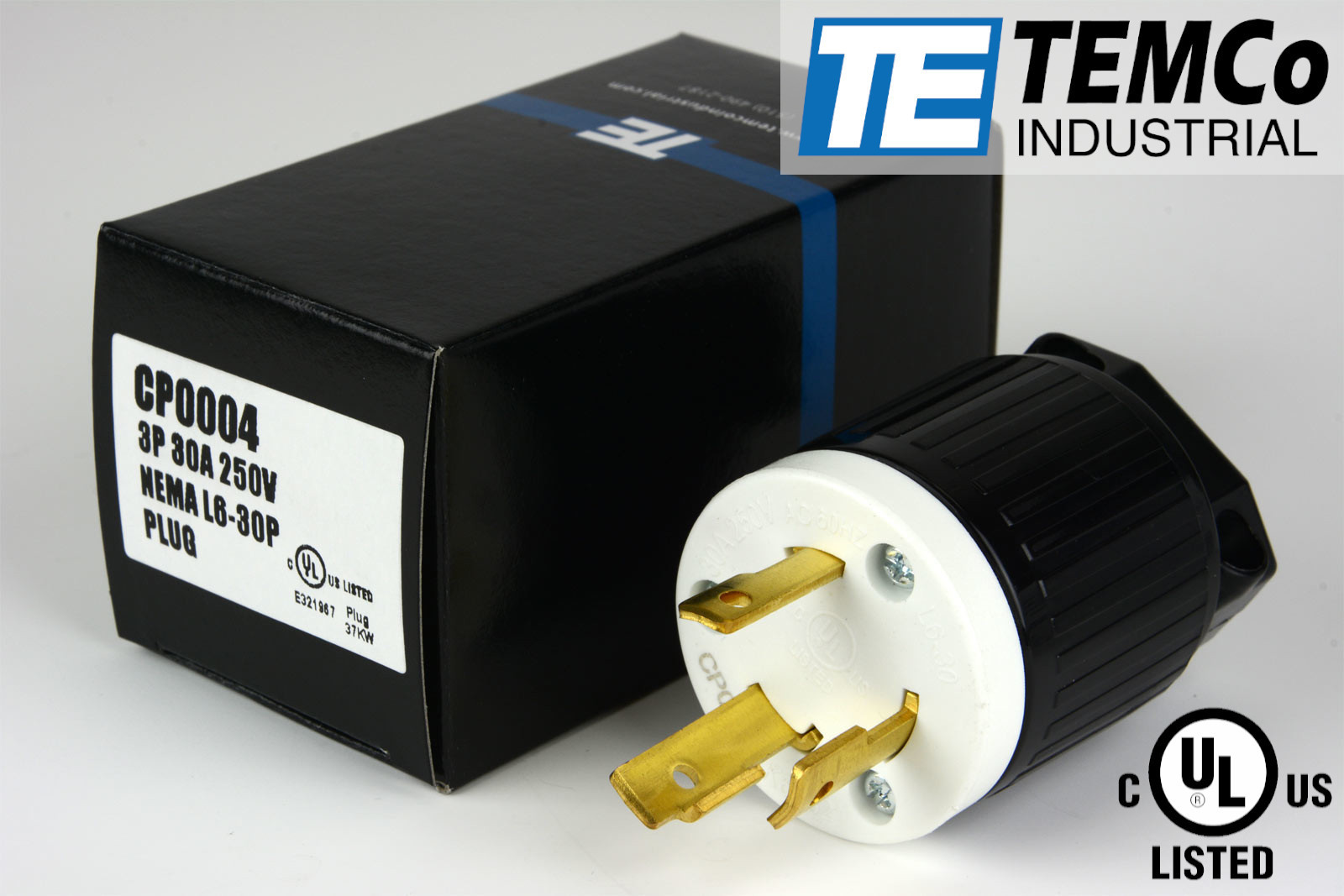 TEMCO NEMA L6-30P Male Plug 30A 250V Locking UL Listed for Generator RV Welder