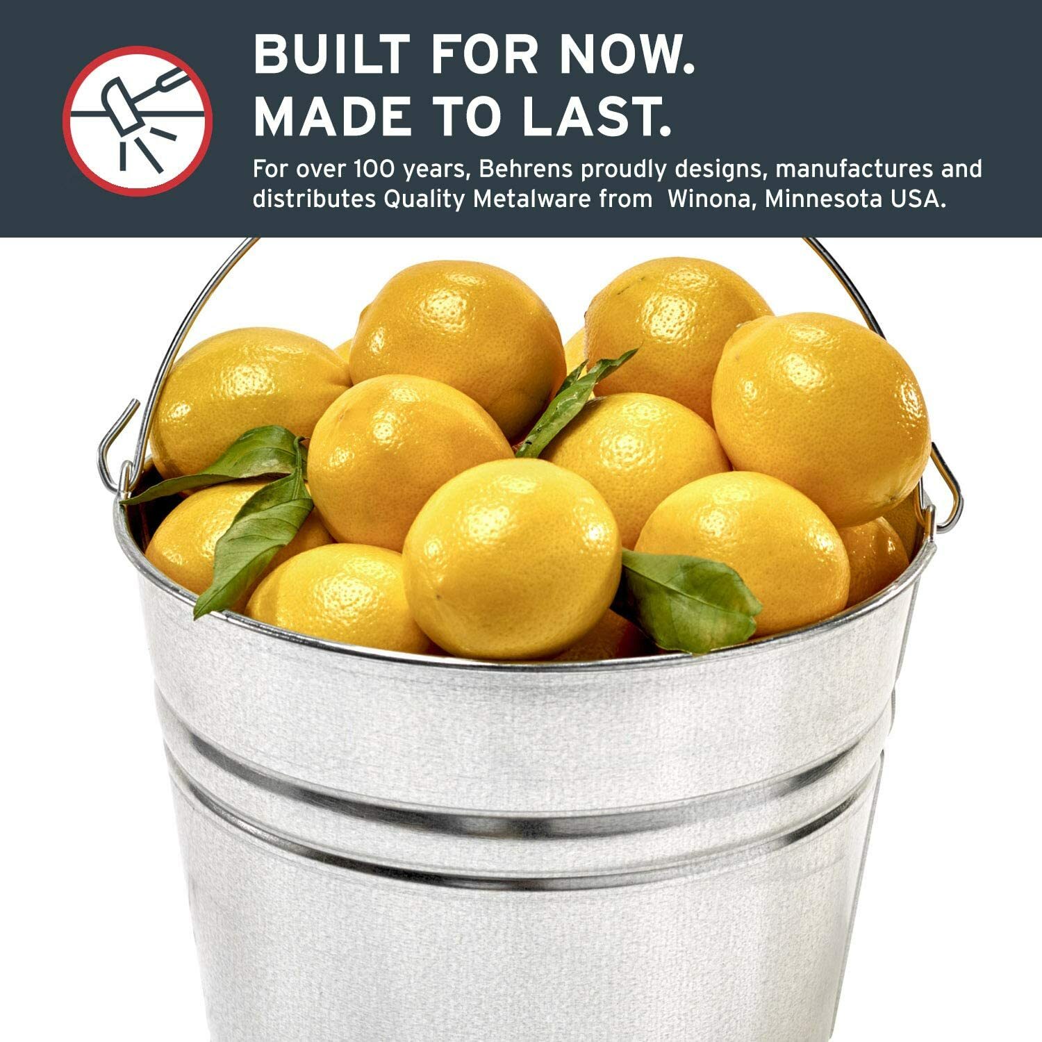 10 qt quart Heavy Duty Galvanized SteeL BUCKET rOund Pail BEHRENS 1210GS