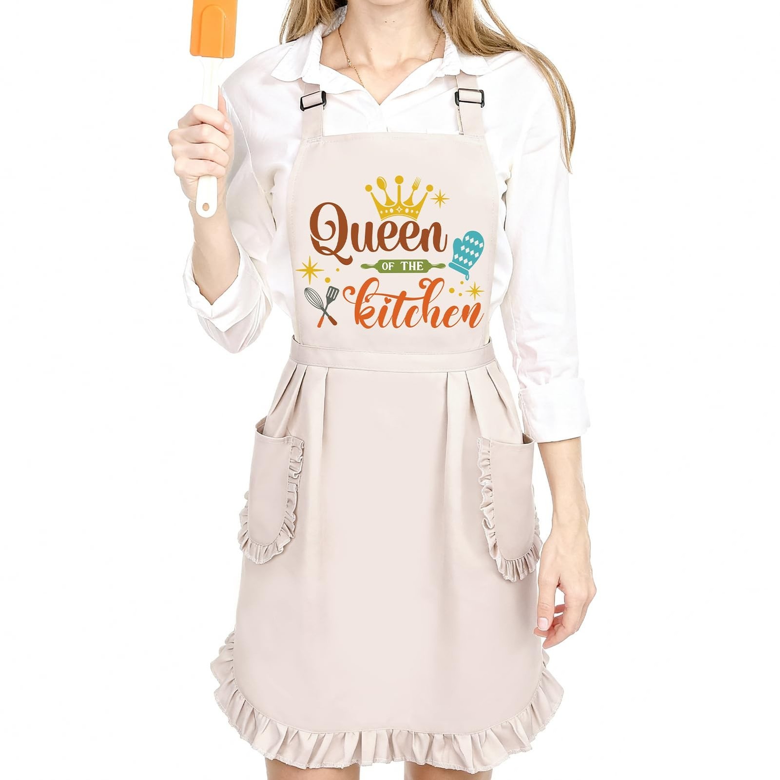 Funny Cooking Aprons for Women Cute Baking Aprons with Pockets Adjustable Bib…