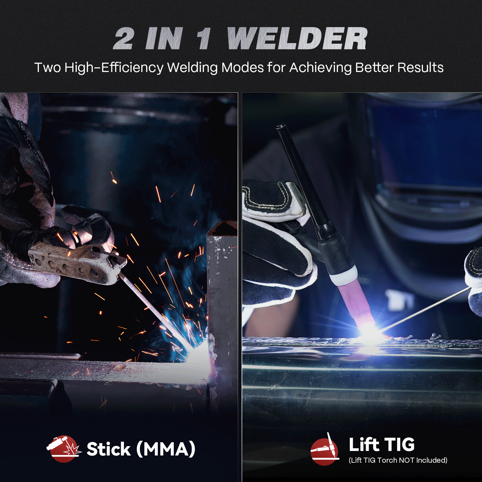 ARCCAPTAIN Stick Welder 200Amp ARC/MMA/Lift TIG Welding Machine 110V/220V IGBT🔥
