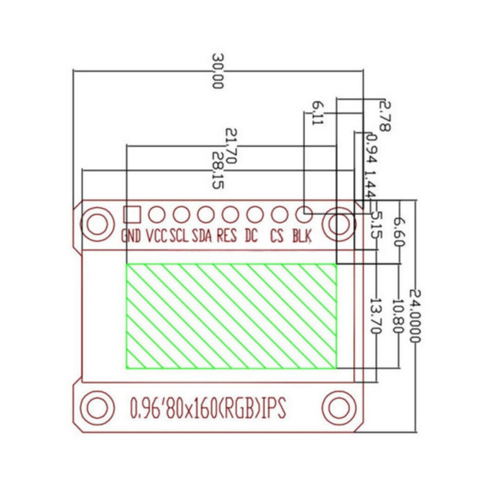 2X 0.96» Inch IPS Full Color 80×160 LCD Display Module ST7735 SPI for