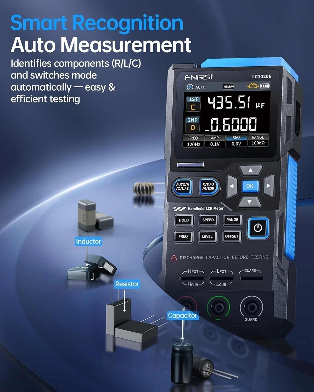 High-Precision LCR Meter 100kHz 19999 Counts Auto Component Tester