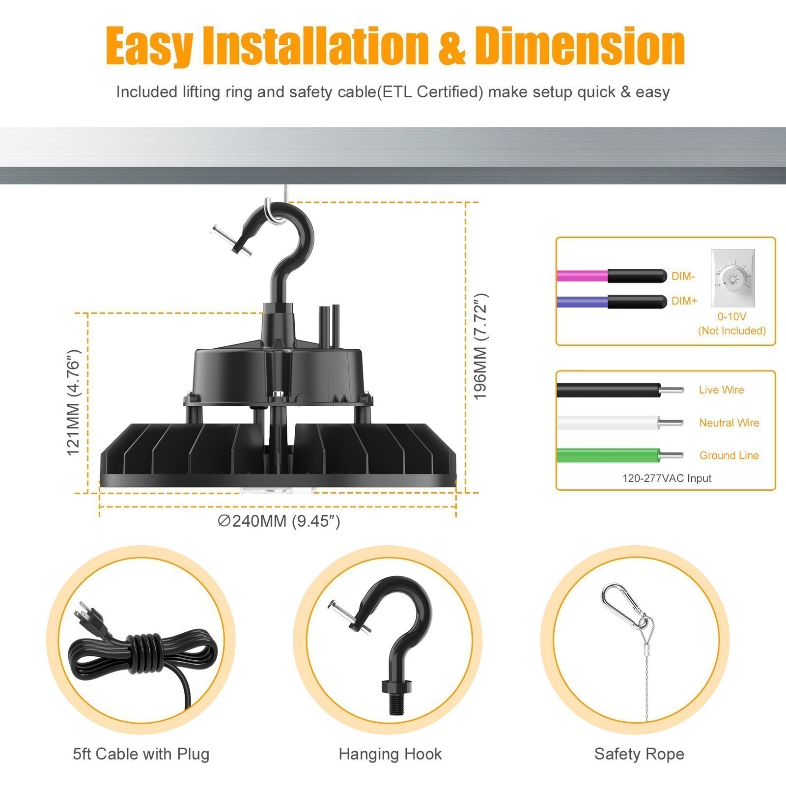 22500lm (Eqv.650W MH/HPS) UFO LED High Bay Light 150W Warehouse Shop Area Lights