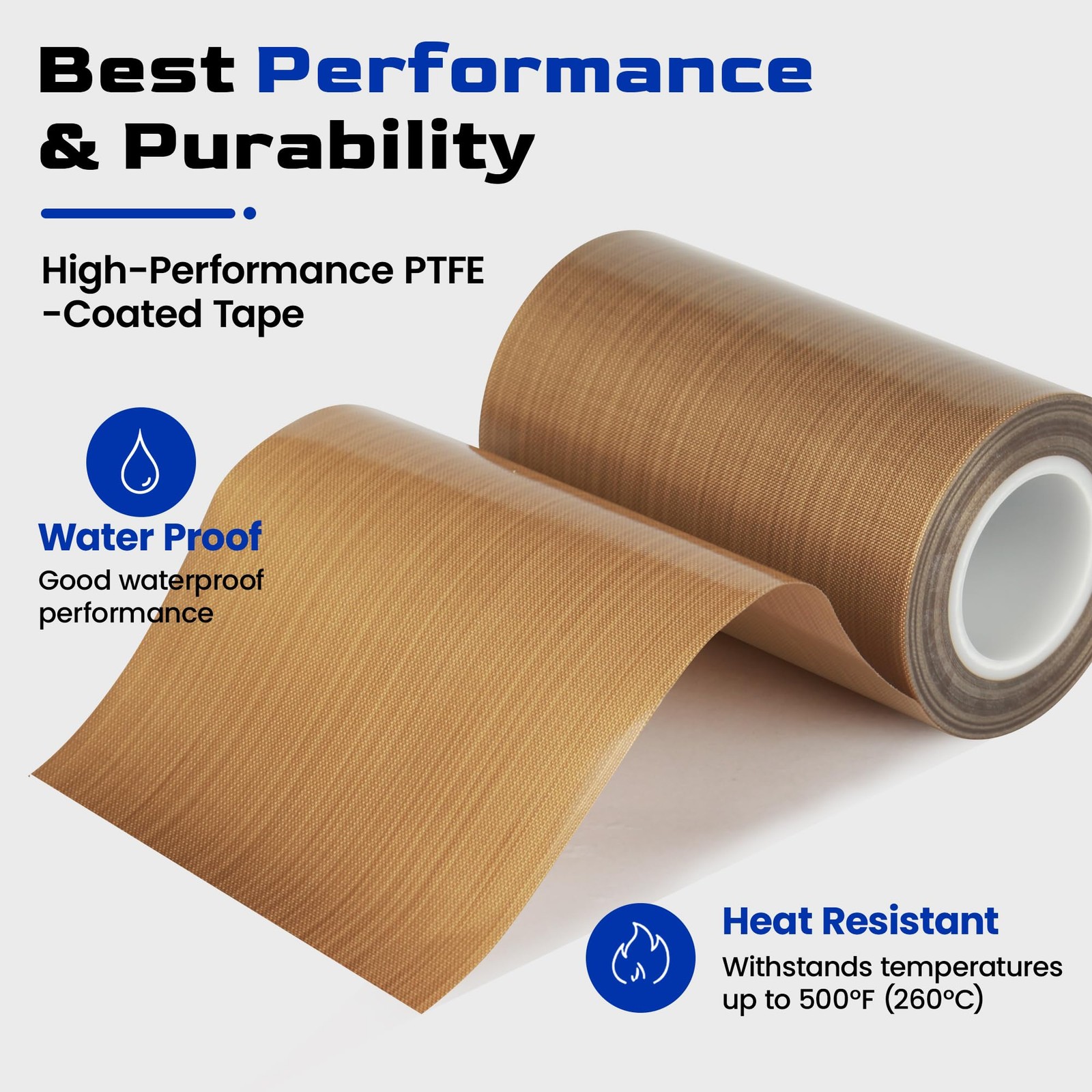 PTFE Tape Roll, 4 Inch x 33 FT x 0.18mm Thick, Extra Wide High Temperature No…