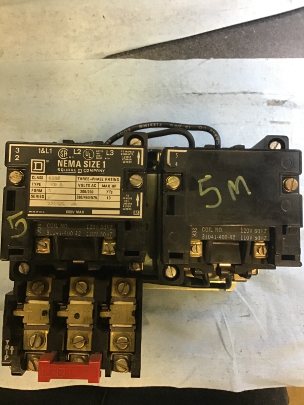 SQUARE D NEMA SIZE 1 SERIES A REVERSING MAGNETIC STARTER 8736 SC08 NNB