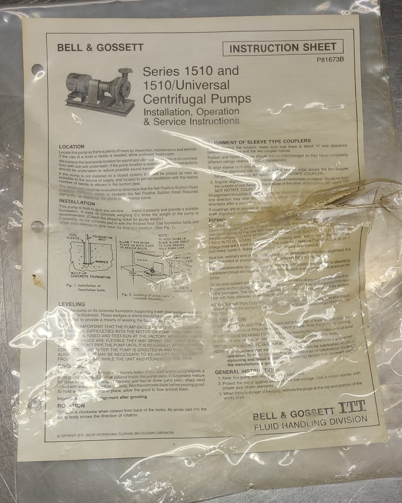 Bell & Gossett P85007 Ball Bearing Frame Assembly for Series 1510 Pumps