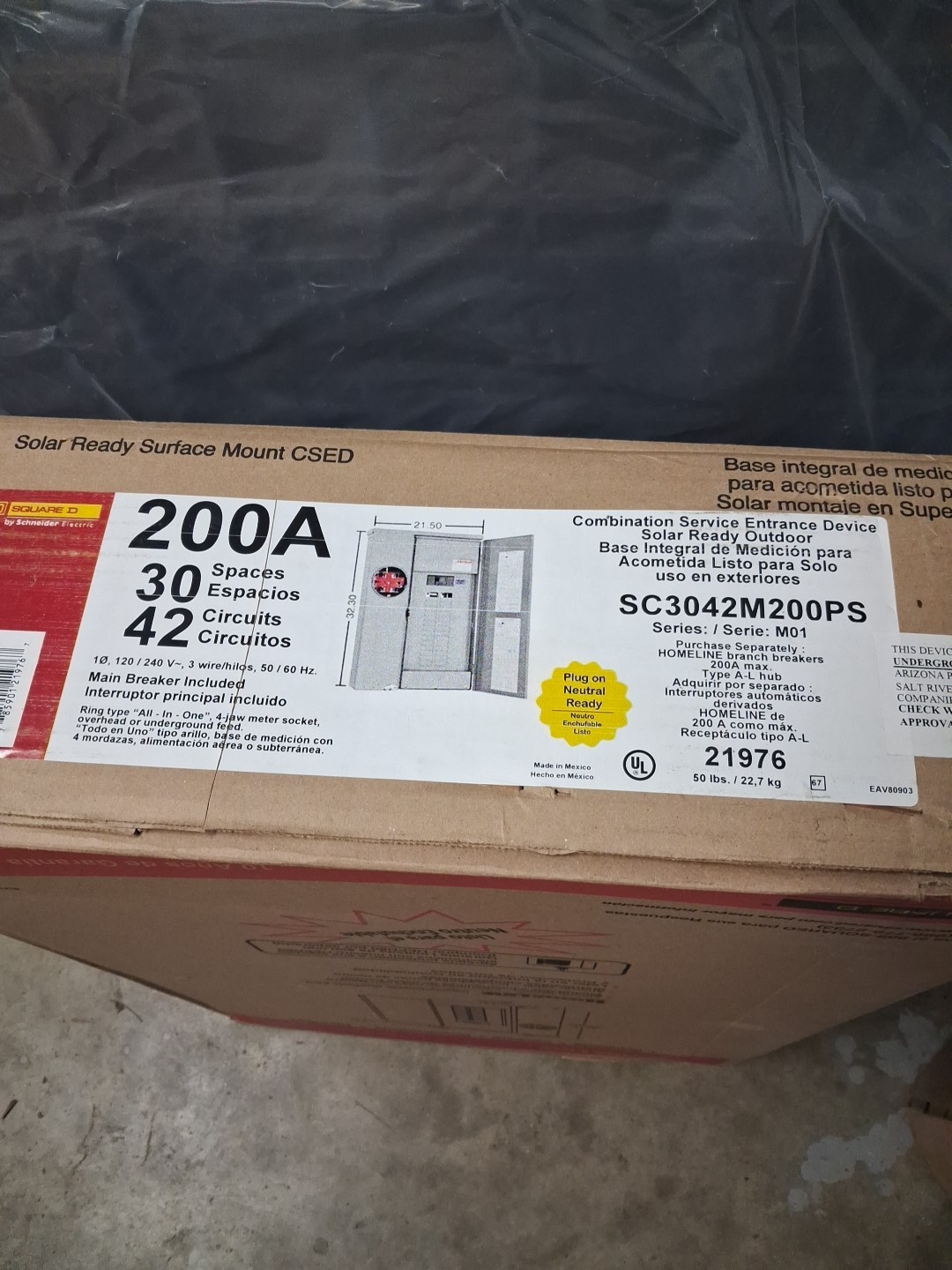 Square D – SC3042M200PS Homeline 200 Amp 30-Space 42-Circuit