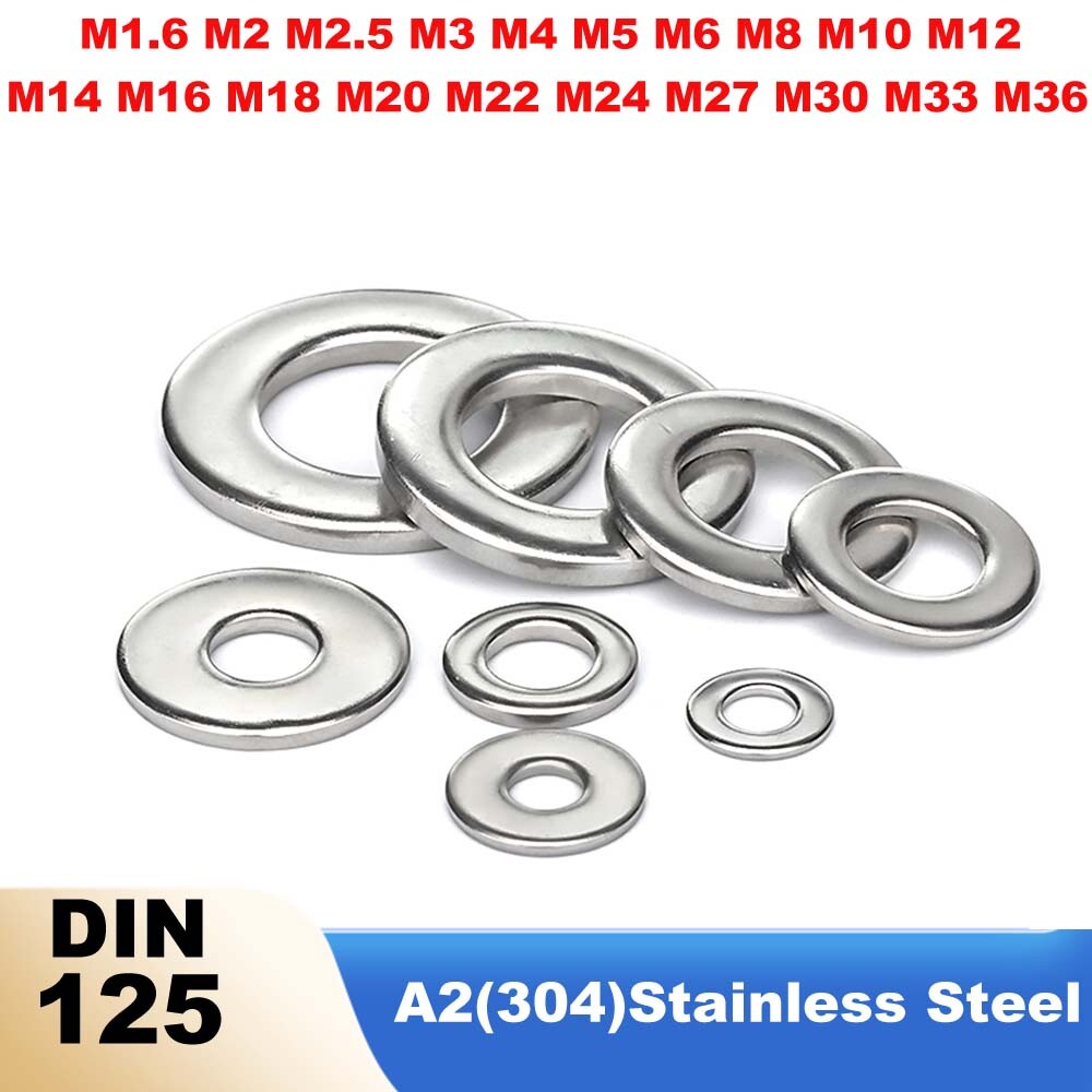 Flat Washer Gasket Metal Ring Shim A2 Stainless Steel ID 1.6-36mm for Screw Bolt