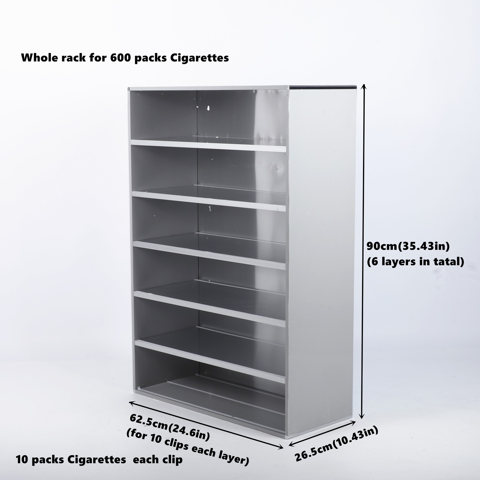 Cigarettes Retail Display Rack Aluminium Cigarettes Cabinet 6 Layers 10 Clips
