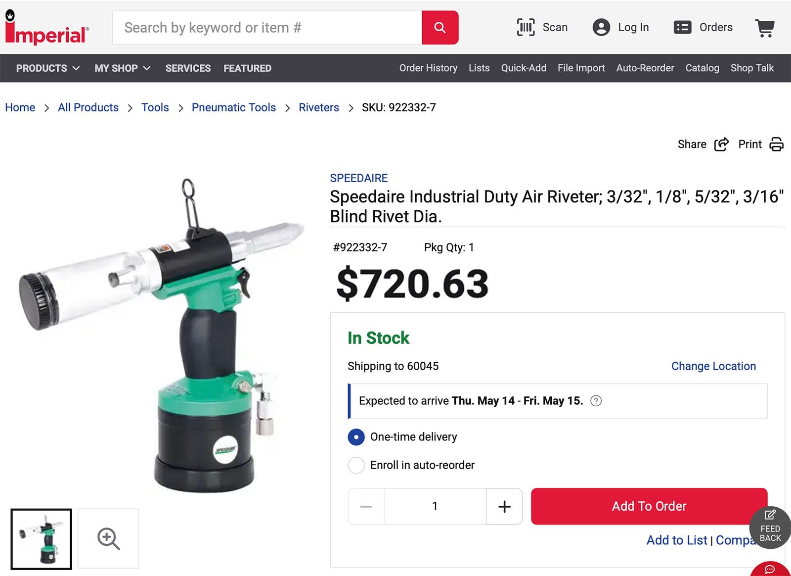 NEW Unbranded Speedaire 45RM38 Heavy-Duty Rivet Gun Riveter Fastener Air Tool