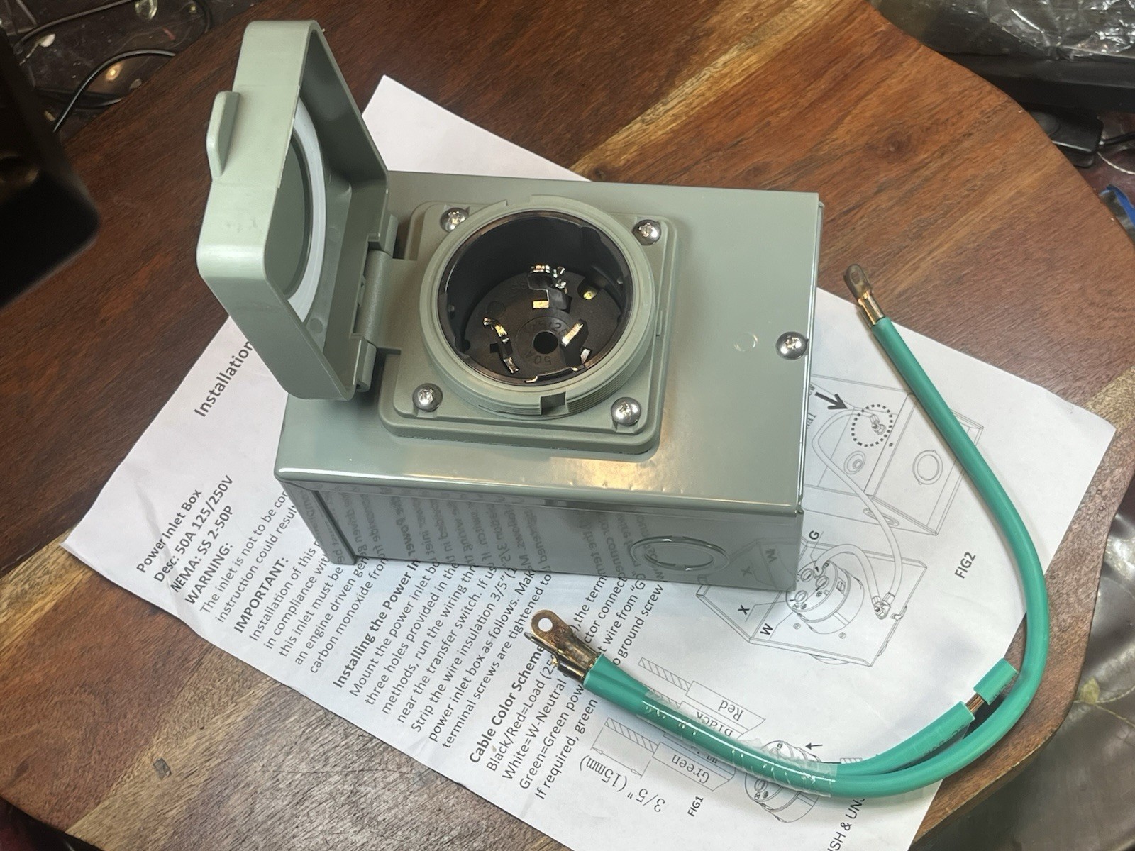 50 Amp Generator Power Inlet Box| NEMA 3R Power Inlet Box|125/250 Volt, 12500…