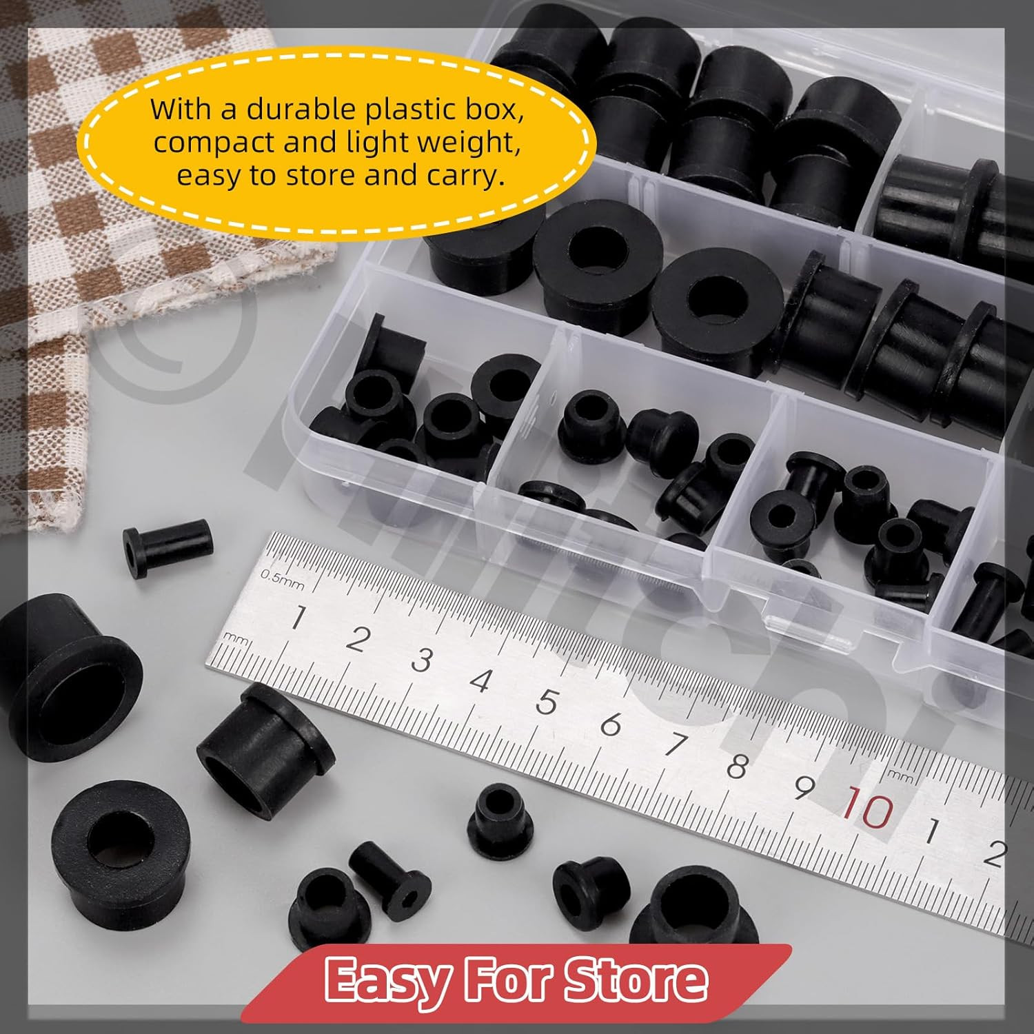 72PCS 9 Sizes Black Silicone Rubber Grommets Kit T-Type Hole Grommet